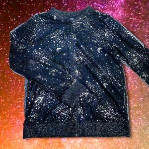 》❤️ Space Galaxy Zip Up Black Star Jacket Longsleeve Kids Size 14 / 16